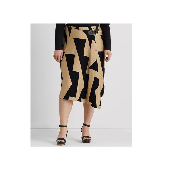 Lauren Ralph Lauren Geometric Pencil Skirt Black Plus Size 3X